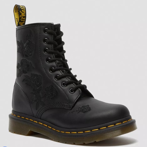 Dr. Martens Shoes - Dr. Martens Black Floral Combat Boots